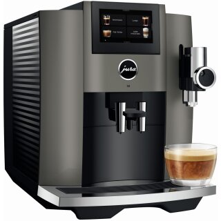 JURA S8 Dark Inox (EB) Kaffeevollautomat (OneTouch, Schwarz, 4,3 Zoll Touchscreen-Display, 280 g Bohnenbehälter, 1,9 l Wassertank, Milchbehälter/Milchdüse, App-Steuerung)